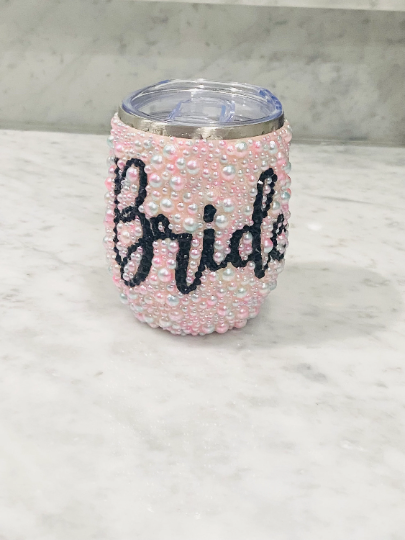 Bride Pink Pearl Wine Tumbler